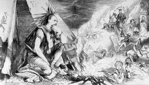 „Pictures in the Fire”, rajzfilm a „Tomahawk” magazinból, 1867. augusztus 24.